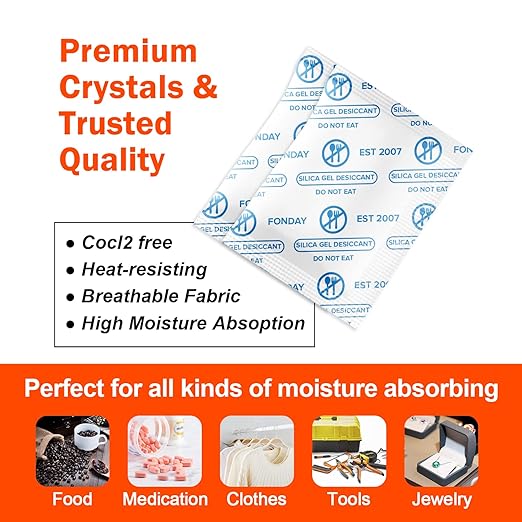 1 Gram 5000 Packets Fonday Food Grade Silica Gel Desiccants Packs Moisture Absorbers Dehumidifier