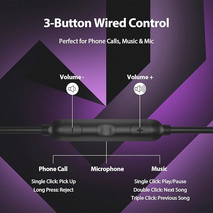 Jiunai USB C Earbuds for iPhone 17 16 Type C Wired Headphones Mic In Ear Buds Magnetic S M L Ear Tip Plug & Play HiFi Sound Corded Earphones for iPhone 15 Galaxy S26 S25 S24 for iPad Pixel 10 9 Purple