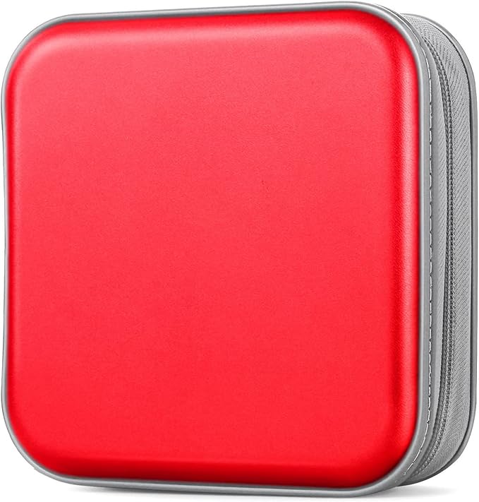 Bivisen DVD Case Wallet Holder Binder - 48 Capacity CD/DVD Cases Storage Holder Binder Organizer Wallet Book for Car, Home, Travel (Red)