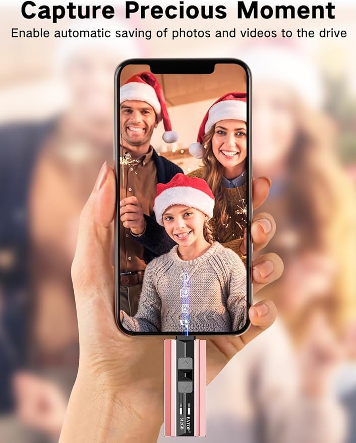 EATOP 512GB Flash Drive Intended for Phone Tablet Androidphone and Computers, 4 in 1 Photo Stick for Phone Memory Storage Easily Backup Photos Videos, Plug and Play, No App Required (Light Pink)