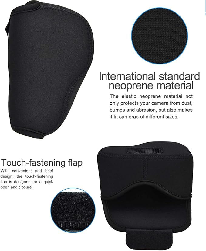 JJC Black Ultra Light Neoprene Camera Case for Fujifilm Fuji X-T100 X-T30 X-T20 X-T10 +50-200mm/50-230mm Lens, Pouch Bag for Olympus E-PL8 E-M5II E-M10 II, Canon M50 M5 with Telephoto lense