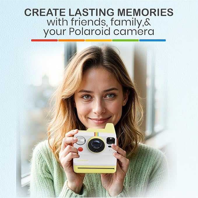 Polaroid Now Generation 3 I-Type Instant Camera (Yellow) Bundle with Color I-Type Film (8 Exposures), Hard Protective Case and Wrist Strap