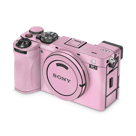 Glossy Glitter Camera Skin Compatible with Sony Alpha 7CR Camera (2023) - Solid Pink - Premium 3M Vinyl Protective Wrap Decal Cover - Easy to Apply | Crafted in The USA by MightySkins