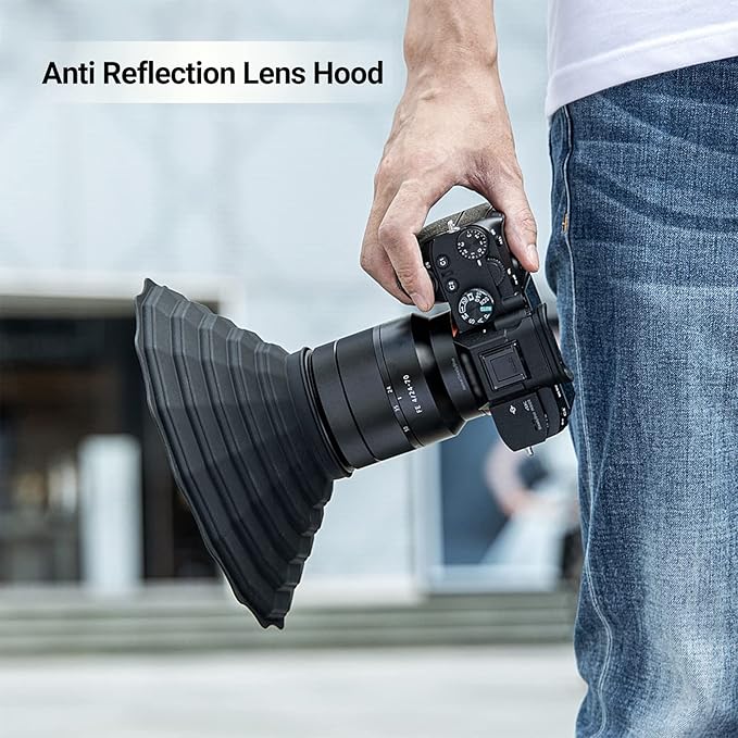 Silicone Lens Hood, Anti Reflection Lens Hood for Diameter 53-72mm Lens, Foldable Reversible Lens Shade for Canon RF 35mm EF-S 10-18 EF 50mm 28mm Nikon AF-S 50mm 18-105 Sony and More Lens