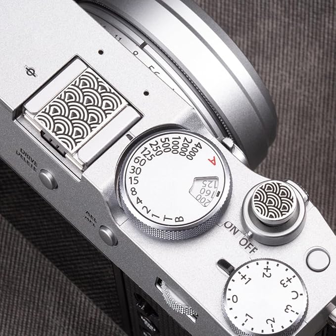 Suitable for Fuji XPRO3/xpro2/xpro1/xa7/xa5/xe3/xe4/xt30/xt4/xt5 Nikon zf/zfc Shutter Button Retro Wave hot Shoe Cover and Shutter Button (Spray Shutter Button and hot Shoe Cover)