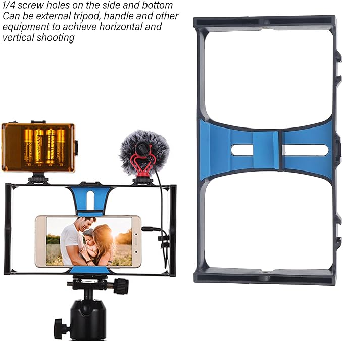 Smartphone Video Cage Rig Filmmaking Vlogging Case Handheld Grip Stabilizer with Cold Shoe Mount 1/4 Interface for 8 Plus for X for