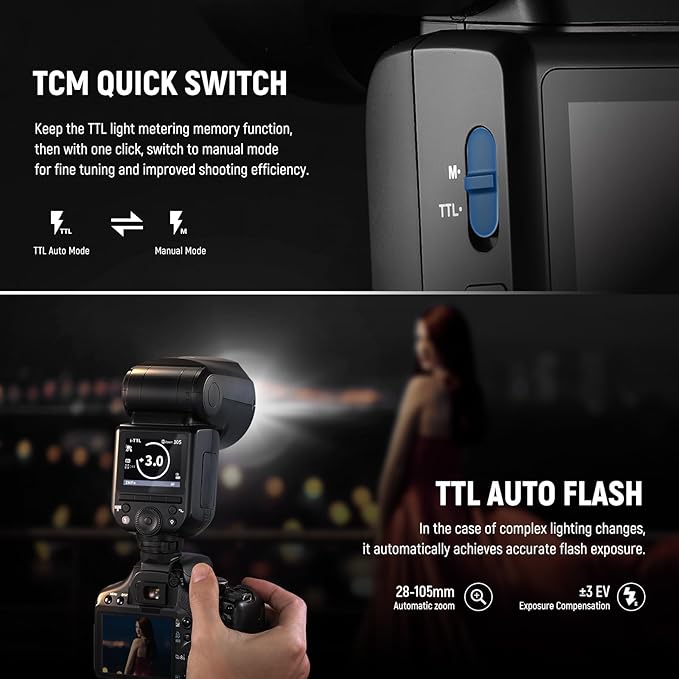 NEEWER Z2-N 2.4G TTL Round Head Flash Speedlite Compatible with Nikon, 76Ws Speedlight with Upgraded UI, Modeling Lamps, TTL/M Quick TCM Switch, 1/8000s HSS, 2600mAh Battery, Cleaning Cloth