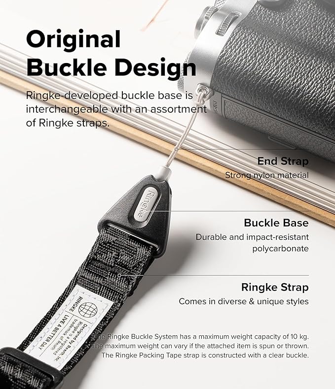 Ringke Shoulder Strap for Camera and Phone Strap, Designed for iPhone 17 Case, Adjustable Sturdy Universal Crossbody Lanyard - Lettering Black 3