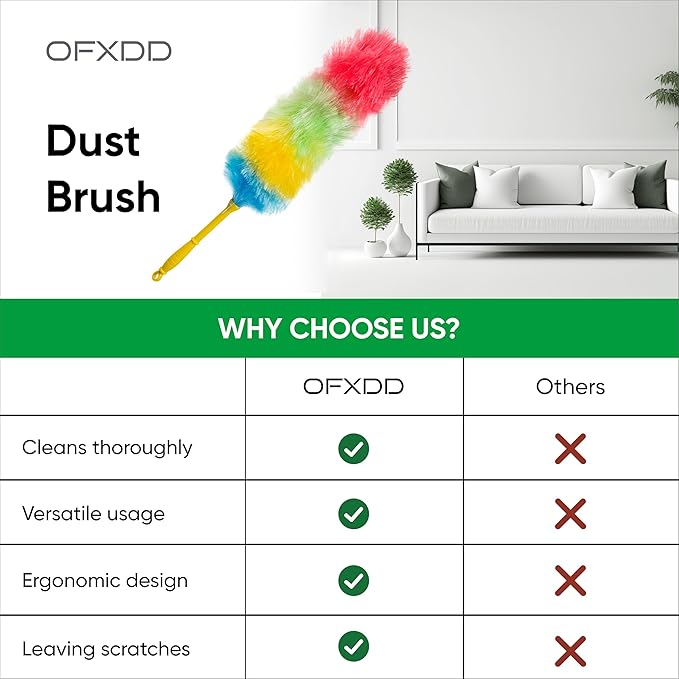 Colorful Static Hard Bristle Dusters for Cleaning - Heavy Duty Magnetic Dust Brush Furniture - Antistatic Cleaning Soft Supplies Dusting