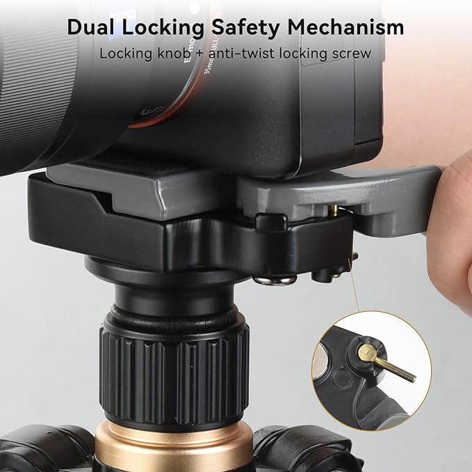 UTEBIT 323 RC2 Quick Release Plate, Aluminum Alloy Rapid Adapter with 1/4" and 3/8" Camera Screw Tripod Mount Plate Fit Only for Manfrotto Tripod (Grey)