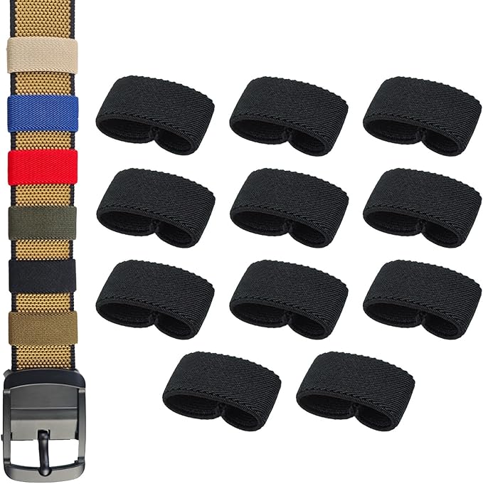 11 Pcs Thickening Elastic Belt Keepers, Nylon Webbing Strap Organizers & Holders for 1.5" to 2" Wide Belts