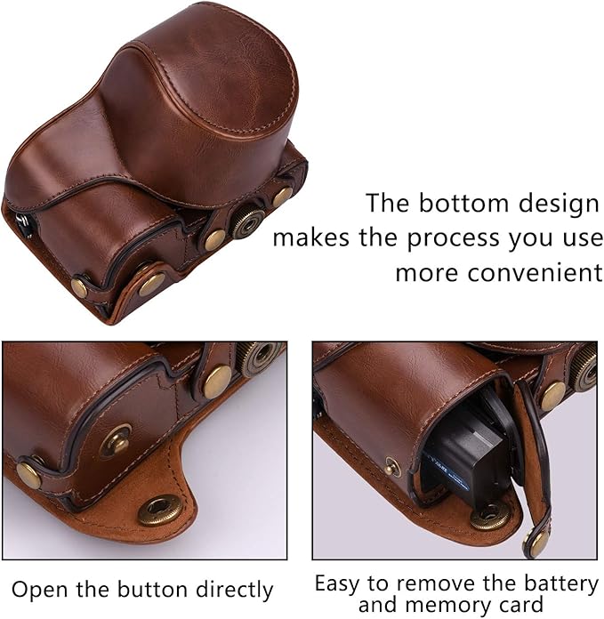 Hargedis XEVN for sony a6400 case,for sony a6300 case,Premium PU Full Body Leather Camera Case Bag for sony alpha a6300 a6000 a6100 a6400 Fit 16-50mm Lens with camera Shoulder Strap(Coffee)