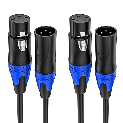 2 Pack, 25 FT XLR Male to Female Cable Professional Balanced Microphone Lead XLR Male to Female Cables, Extension Mic Cable Cord