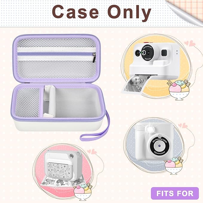 Case Compatible with DYLANTO for ESOXOFFORE for ETIKEZ for YTETCN for DUDUDRAGON Instant Print Camera, Kids Camera Storage for Accessories (Box Only) (Single Case, White)