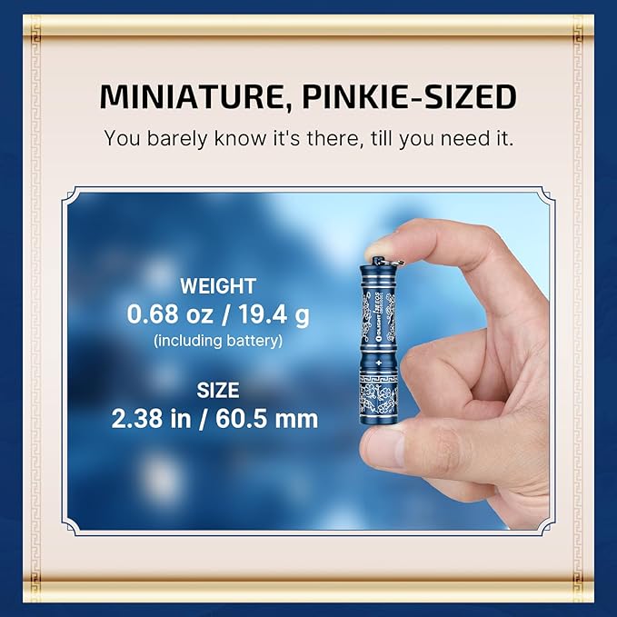 OLIGHT i3E EOS PMMA TIR Lens AAA EDC Flashlight 90 Lumens Compact Keychain Flash Light for Night, Camping (Blue Porcelain)