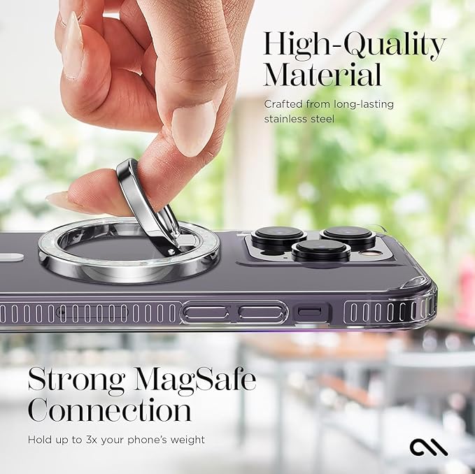 Case-Mate Magnetic Phone Ring Holder & iPhone MagSafe Stand -Removable MagSafe Phone Holder for Hand - Thin Collapsible Grip Ring for iPhone 17 Pro Max /16 Pro Max/15/14/13/S25 Ultra - Twinkle Diamond