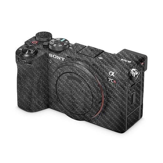 Carbon Fiber Camera Skin Compatible with Sony Alpha 7CR Camera (2023) - Black Leather - Premium 3M Vinyl Protective Wrap Decal Cover - Easy to Apply | Crafted in The USA by MightySkins