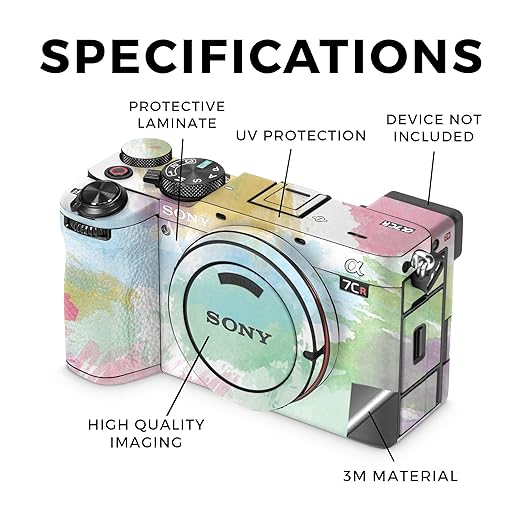 Camera Skin Compatible with Sony Alpha 7CR Camera (2023) - Watercolor White - Premium 3M Vinyl Protective Wrap Decal Cover - Easy to Apply | Crafted in The USA by MightySkins