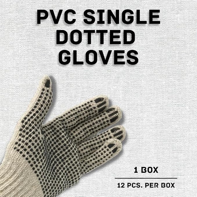 SHIELD GLOVES Cotton Work Gloves with PVC Dotted Grip, 12 Pairs, Women’s Small – Lightweight & Breathable