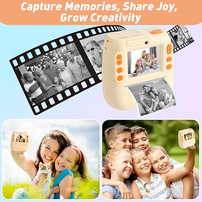 Kids Instant Print Camera,Toddlers Digital Camera Toys with Selfie Photo Thermal Printer, Child Christmas Holiday Birthday Gifts for Girls Boys Ages 3 4 5 6 7 8 9 10 11 12 Years Old