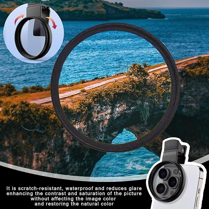 52mm Clip-On Cpl Phone Camera Lens Filter, Enhance Photo Quality,Polarizer Circular Filter,for Photography Enthusiasts,Ultra Slim Multi- Coated Cpl Filter Compatible with iPhone 15/14/13 Samsung