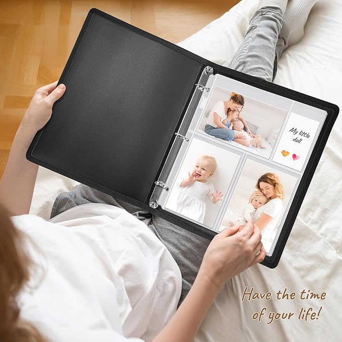 Dunwell Photo Sleeves for 3-Ring Binder, (4x6 Mixed Format, 25 Pack) for 150 Pictures, Each Photo Page Sheet Holds Six 4 x 6 Pictures or Postcards, Acid-Free Poly 4x6 Album Refill Pages