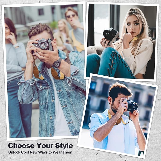 Universal Camera Strap - Camera Neck Strap, Adjustable Shoulder Straps Compatible with Canon, Fujifilm, Nikon, Olympus, Panasonic and other SLR and mirrorless cameras - Khaki