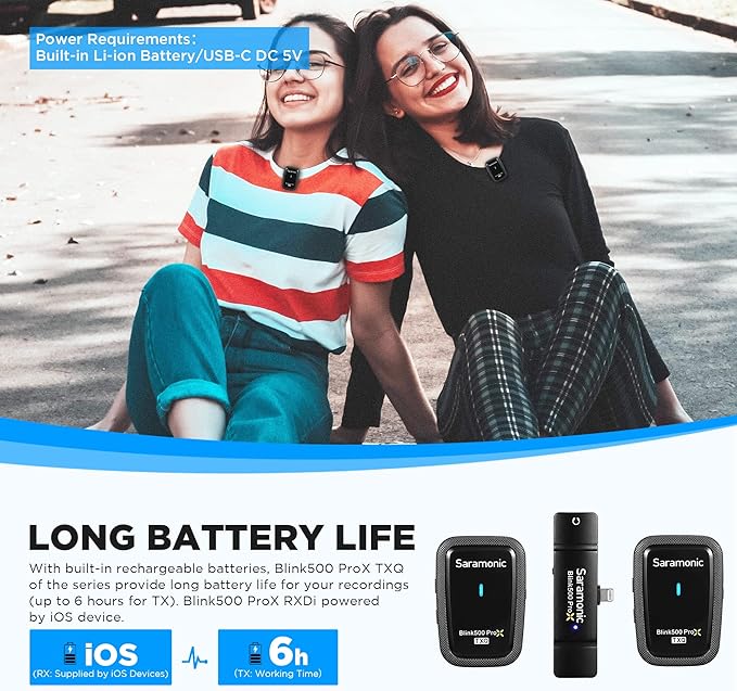 Saramonic Blink500 Prox-Q4 Wireless Lavalier Microphone for iPhone iPad - mini Plug Play Cordless Lapel Mic for Vlog Podcast Facebook Live Stream Filming Video Recording (TX+TX+RX)