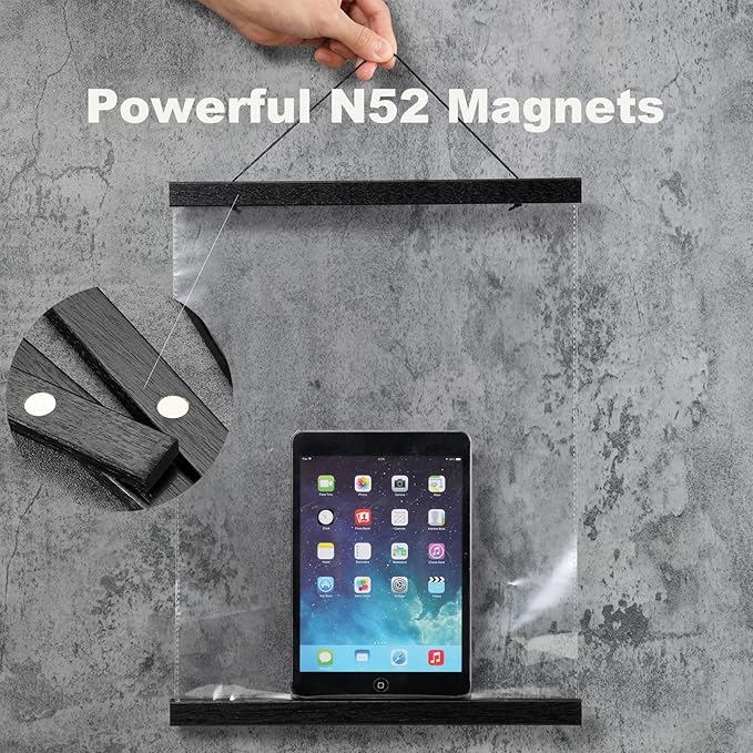 FALAMON 2 Pack Magnetic Poster Hanger Frame, 9x11 9x27 9x12 9x13 Magnet Poster Frame Hangers for Hanging Posters, Prints, Photos, Pictures, Maps, Scrolls, and Canvas Artwork (Black, 9")