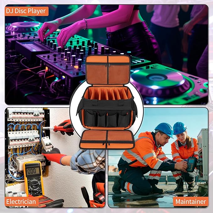 DJ Cable File Bag With Adjustable Dividers, Dj Gig Bag for Cables, Cords, DJ Gear, Sound Instrument and Accessories, Cable Organizer Bag 16L x 11W x 12H inch