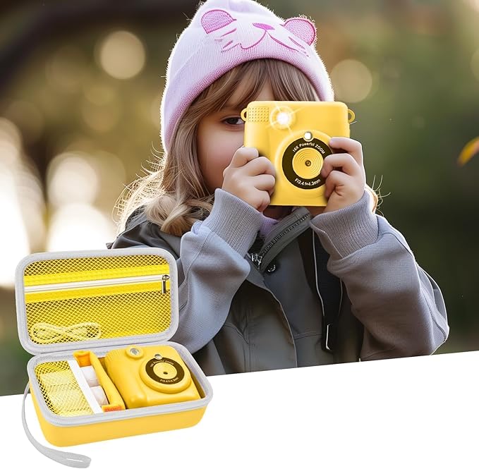 Grapsa Case Compatible with ESOXOFFORE for Dylanto for Anchioo for WEEFUN for GKTZ for Amzelas for Mafiti Instant Print Camera for Kids, Film Camera Storage Holder Organizer Bag (Box Only)- Yellow