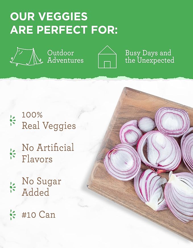Simple Kitchen Dehydrated Chopped Onions - 250 Servings for Family Meal Prep, Gluten Free & Freeze Dried Survival Just Add Water Canned Food, for Camping Meals, Backpacking & Hiking, #10 Can Package