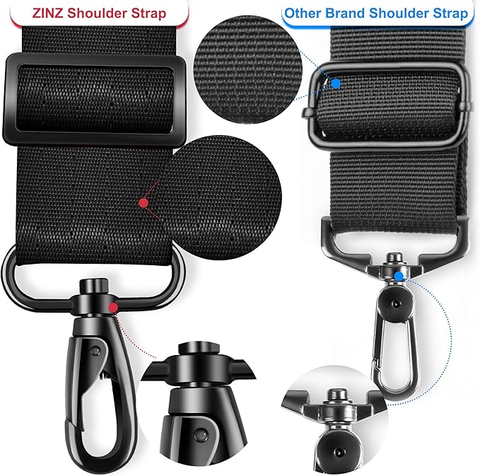 ZINMARK Shoulder Strap 59 inch, Extra-Thick Fixed Cushion Pad and Dual Clasps Universal Replacement Strap for Bags, Camera, Crossbody，Lawn mower -Black Red edge