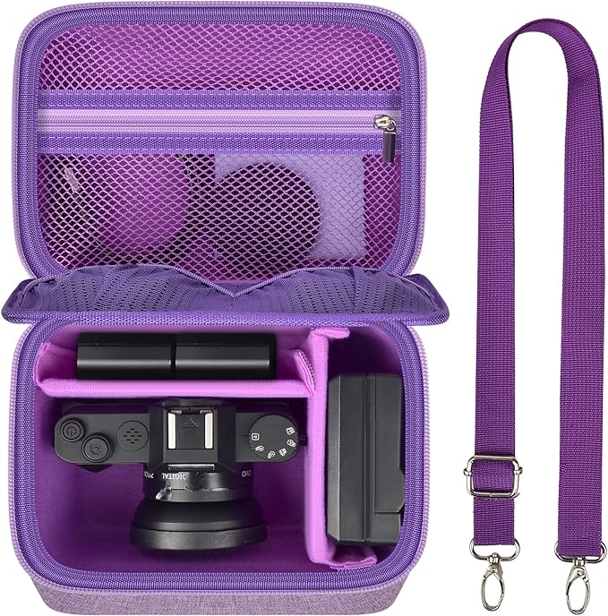 ANKHOH Vlogging Camera Case for Duluvulu/for Zostuic/for YIGLLO/for Gavonde/for Canon/for Kodak Pixpro Digital 4K 5K Camera Carrying Travel Bag for SD Cards, Accessories(Box Only)(Purple)