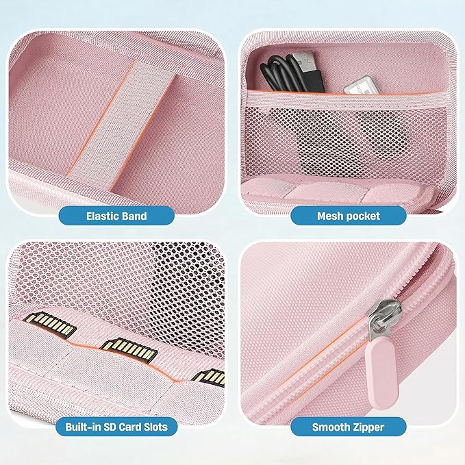 Roseliya Digital Camera Case Compatible with CAMKORY Digital Point and Shoot/for KODAK PIXPRO FZ45/55 16MP Vlogging/for VAHOIALD FHD 1080P/for IWEUKJLO/for Nsoela, Holder for SD Card More (Pink)