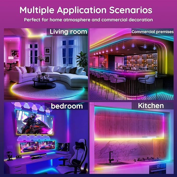 20Ft Led Rope Lights, Flexible Neon Lights Control with App/Remote, Multiple Modes, IP65 Outdoor RGB Waterproof, Music Sync Gaming Light Strip for Bedroom Decor