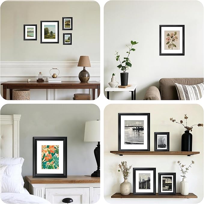 VIOLABBEY 11x14 Picture Frame Black, Vintage Photo Frames, Fits Pictures 8x10 with Mat or 11 x 14 without Mat, Display for Tabletop and Wall