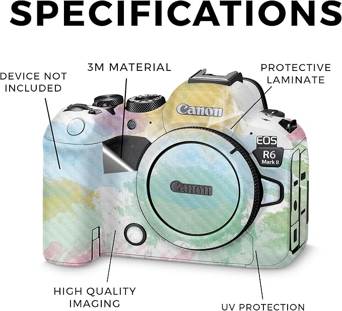 Carbon Fiber Camera Skin Compatible with Canon EOS R6 Mark II Camera (2022) - Watercolor White - Premium 3M Vinyl Protective Wrap Decal Cover - Easy to Apply | Crafted in The USA by MightySkins
