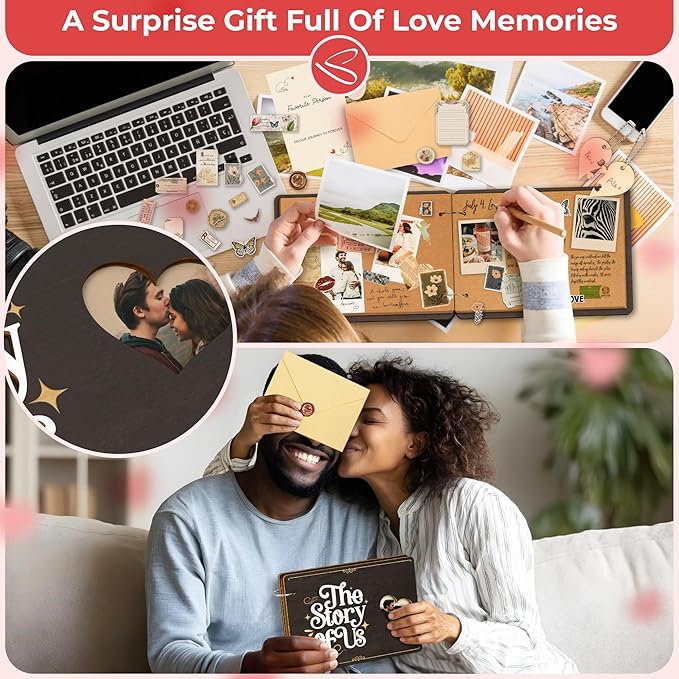 Stofinity The Story Of Us Anniversary Scrapbook - Couple Photo Album Journal, Wedding Gifts For Couples 2025, Anniversary Relationship Gifts For Him Her, Christmas Valentine Day Gift For Wife Husband