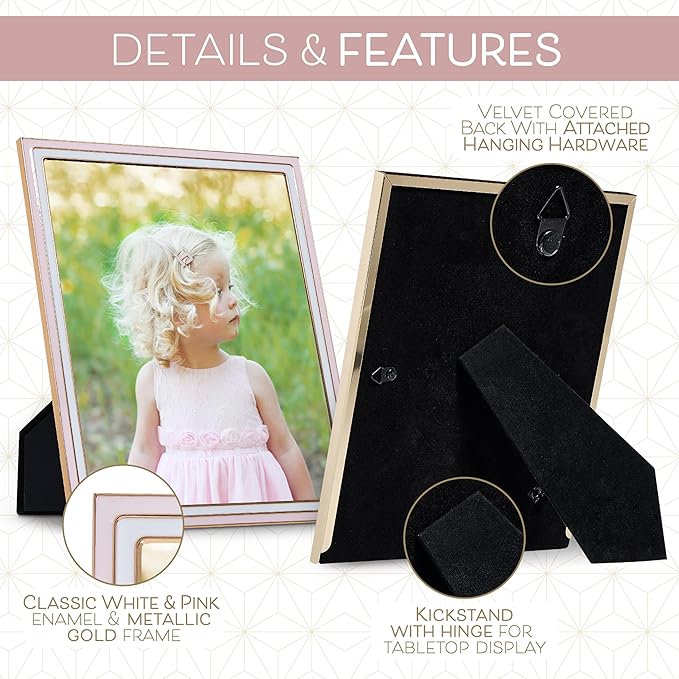 Sheffield Home Tabletop Picture Frame – Iron Enamel Decorative Display Frame for Home or Office, 4x6 Inch, Light Pink