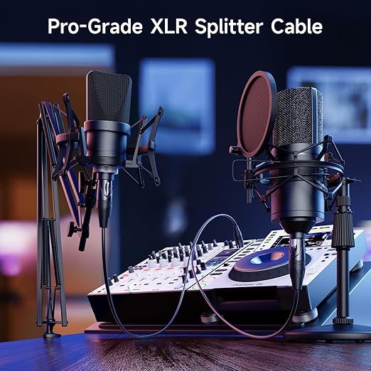 Cable Matters Balanced XLR Splitter Cable - 1.5ft / 0.5m, Male to 2 Female XLR Y Cable, Microphone Splitter 1 Male to 2 Female