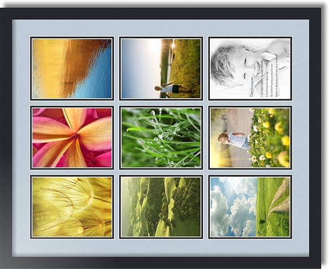 Art to Frames Double-Multimat-1049-860/89-FRBW26079 Collage Photo Frame Double Mat with 9-6x8 Openings and Satin Black Frame