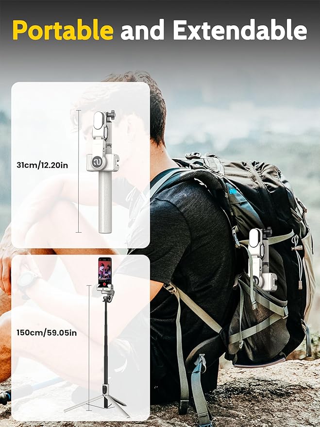 AOCHUAN Auto Face Tracking Tripod 360 Rotation w/Remote Control,Single-axis Phone Gimbal for iPhone Android w/RGB Light,Phone Tripod Follow You for Video Recording,TikTok Vlogging(M2Pro White)