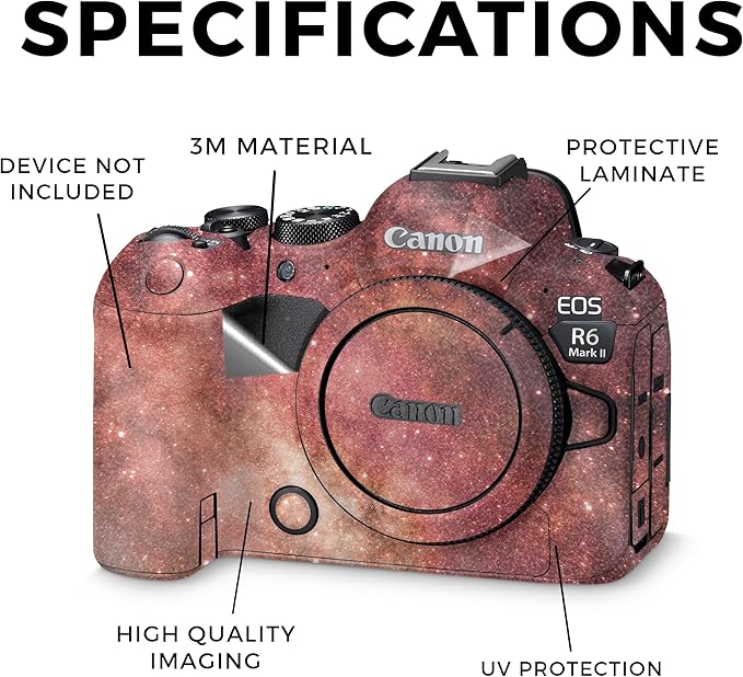 Glossy Glitter Camera Skin Compatible with Canon EOS R6 Mark II Camera (2022) - Red Stars - Premium 3M Vinyl Protective Wrap Decal Cover - Easy to Apply | Crafted in The USA by MightySkins