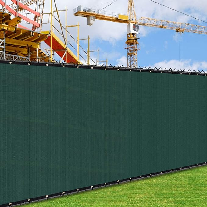iCover 4x12ft Fence Privacy Screen, Heavy Duty Fencing Panels Screens, Outdoor Shade Cloth Mesh Barrier, Reinforced Bindings and Brass Grommets, Cable Zip Ties Included, Green