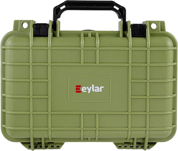 Eylar Protective Gear and Camera Hard Case Waterproof Dry Box with Foam 11.6 Inch 8.3 Inch 3.8 Inch (OD Green)