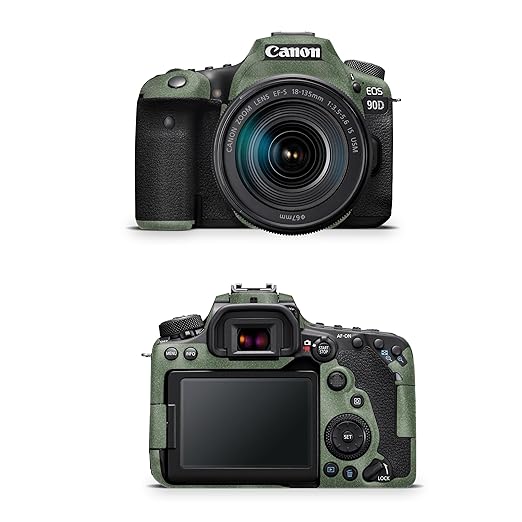 Glossy Glitter Camera Skin Compatible with Canon EOS 90D Camera (2019) - Solid Olive - Premium 3M Vinyl Protective Wrap Decal Cover - Easy to Apply | Crafted in The USA by MightySkins
