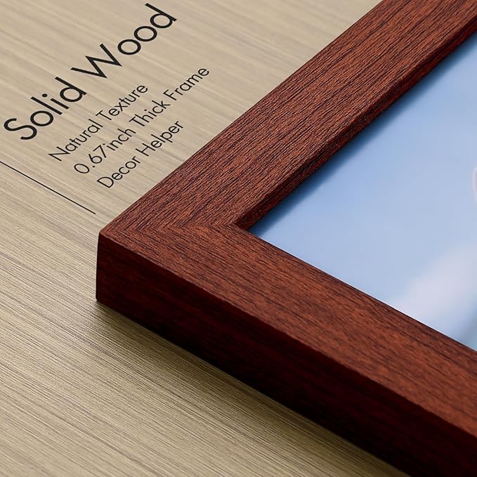 Vittanly 11x14 Picture Frame, Made of Solid Wood and Shatterproof Plexiglass, Display Pictures 8x10 with Mat or 8x10 without Mat, Wooden Photo Frame for Wall Mounting or Tabletop, Brown, 1 Pack