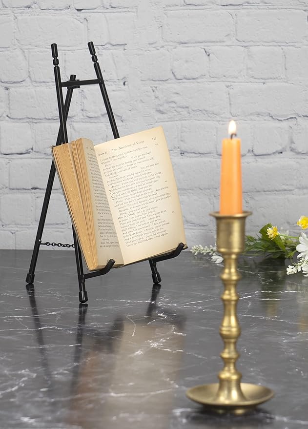 Red Co. 13” Tall Modern Metal Tripod Plate Stand and Art Holder Easel, Black