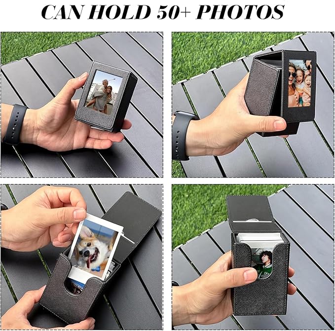 WOGOZAN Mini Picture Holder Case for Fujifilm Instax Mini 12/11/99/90/EVO Camera 2.15x3.4 inches Film Accessories Photo Pouch Protection Case Can hold 50+ films (Black)
